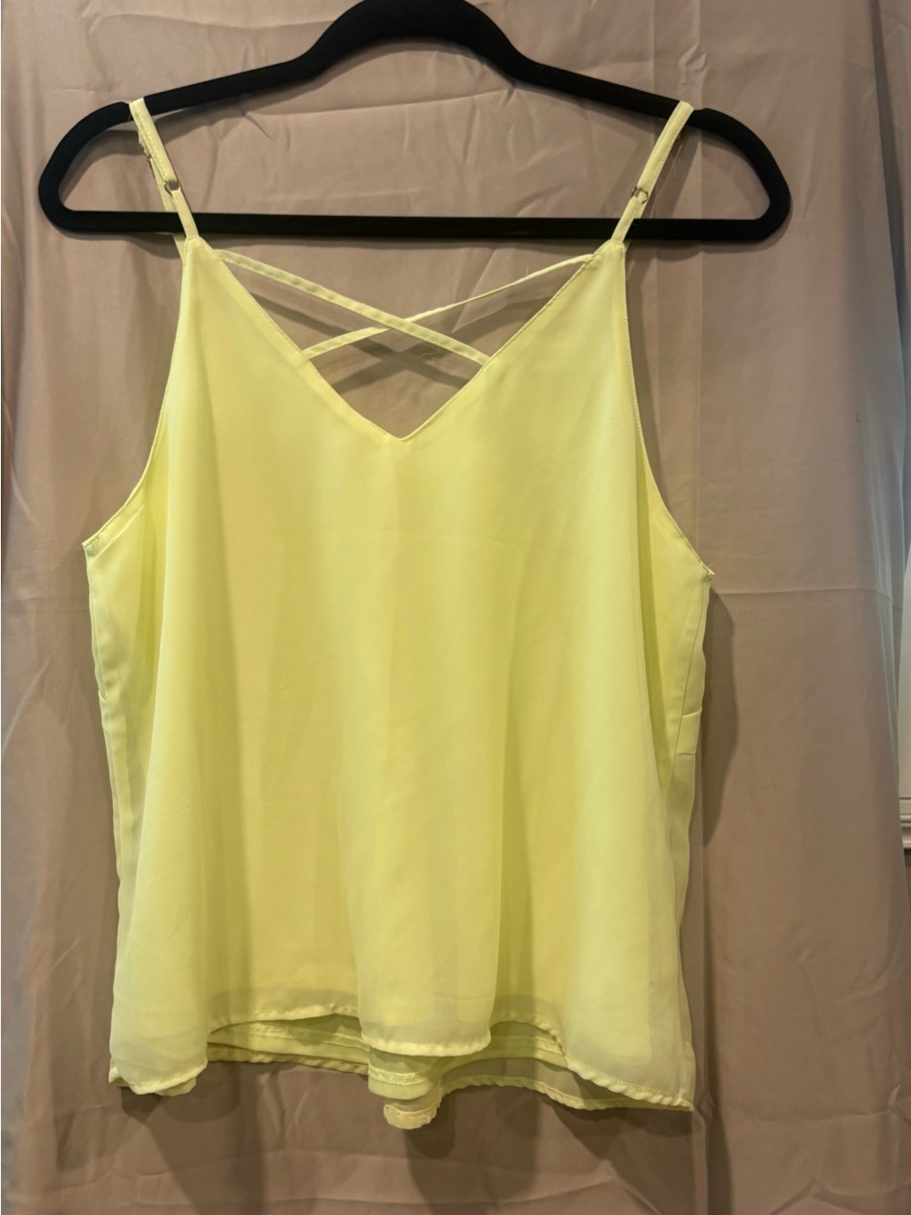 Japna Pale Yellow Crisscross Strap Tank Top